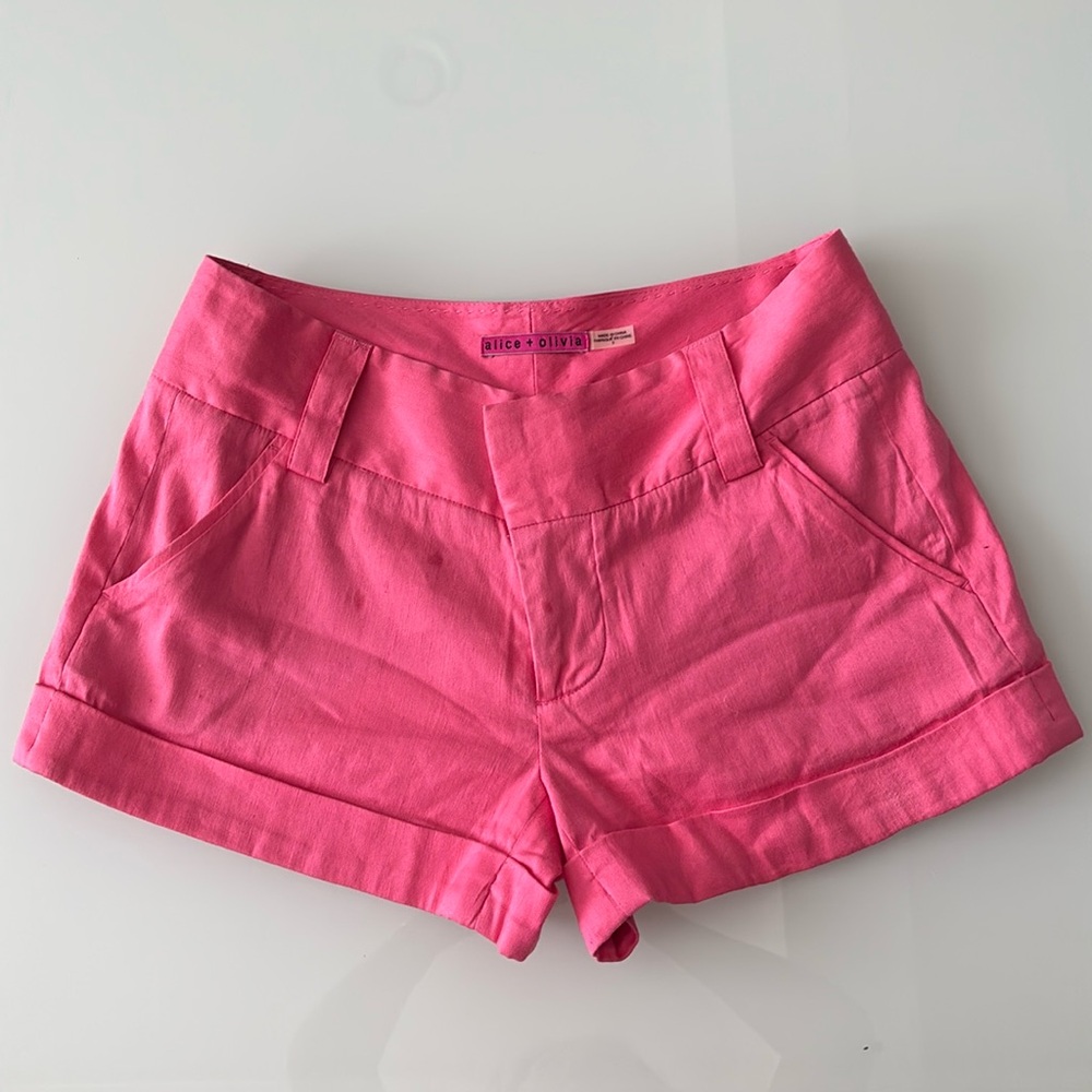 Alice + Olivia Pink Cuffed Shorts
